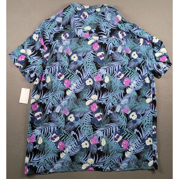 Disney Mickey Mouse Hawaiian Shirt Mens XL Floral All Over Print Rayon Tropical - Picture 2 of 8